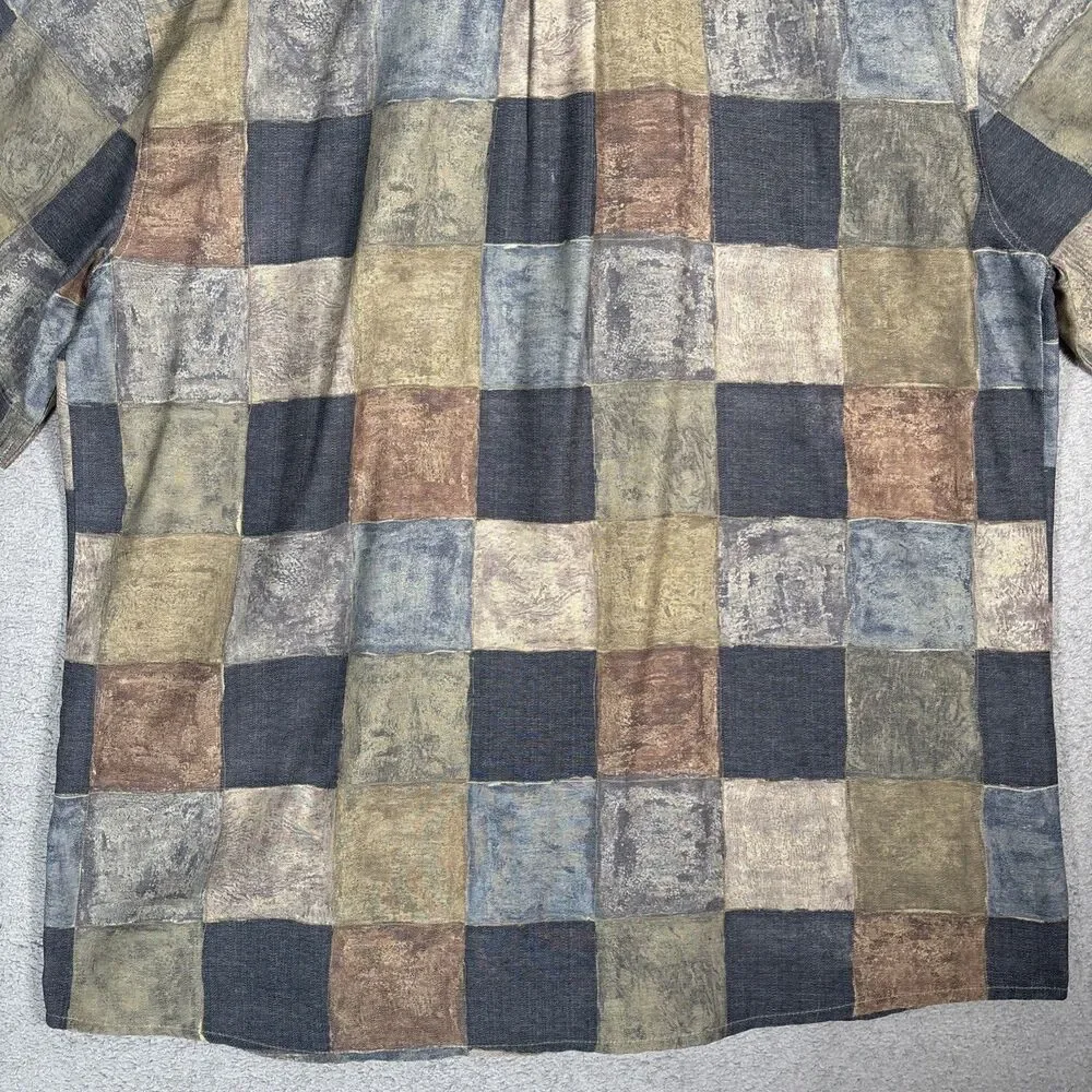 Georg Roth Of Germany Shirt Mens Size XL Plaid Abstract Water Colors Artsy Retro - Picture 13 of 15